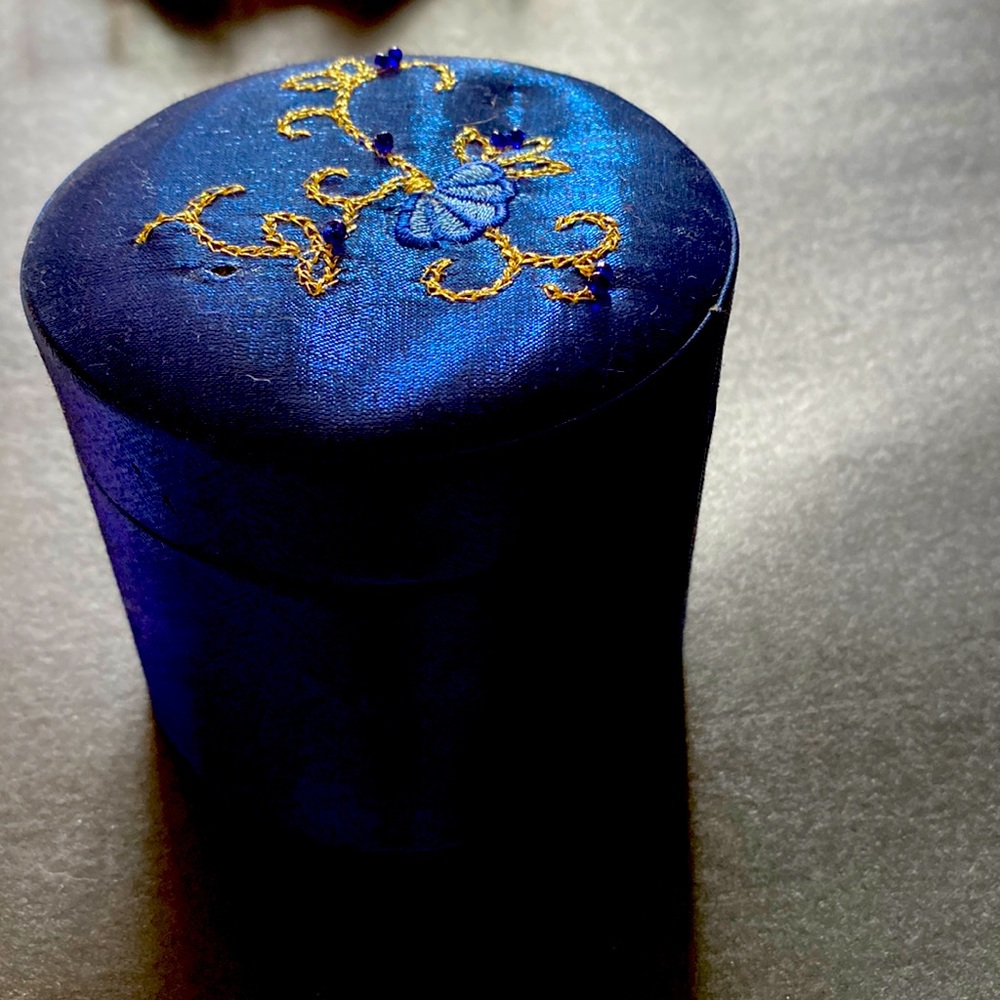 Blue Fabric Trinket Jewelry Box